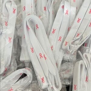 White Laces with Pink Ribbon Design - 36 pairs